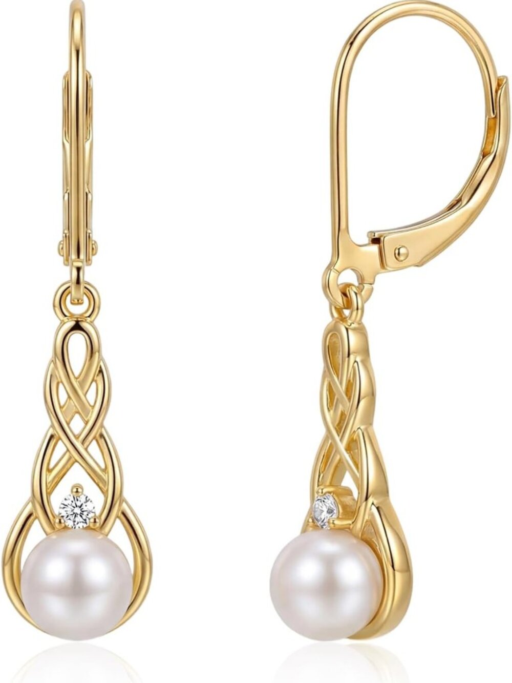 Elegant S925 Sterling Silver Pearl Earrings for Women - Gold Plated Jewelry
